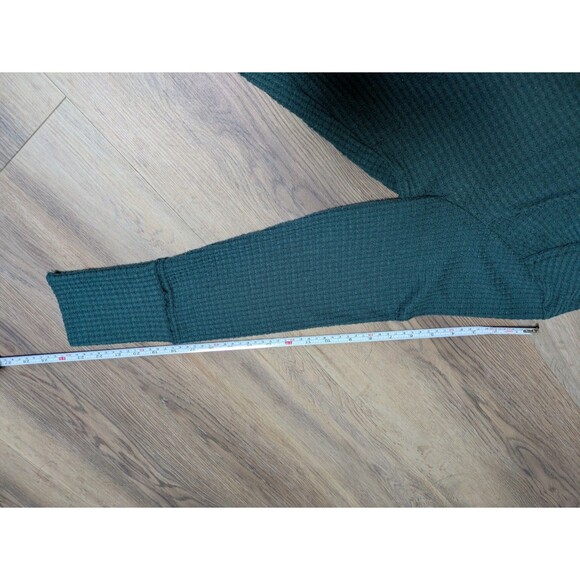 Anthropologie Henley Top Long Sleeve Waffle Knit top Turquoise/Tesl Size Large - Picture 7 of 7